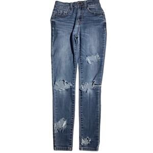 Wax Jean Distressed Skinny Jeans Blue Women’s 0/24 — Ripped, Stretch, Casual